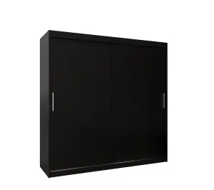 Tokyo Contemporary 2 Sliding Door Wardrobe 9 Shelves 2 Rails Black Matt (H)2000mm (W)2000mm (D)620mm