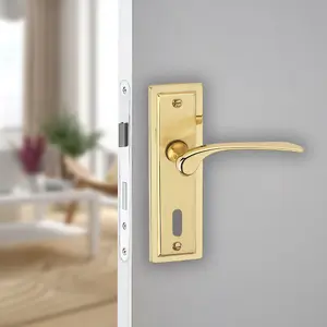 URBNLIVING 159mm Length 2 Pcs Como Dual Metal & Polished Brass Lever Latch Door Keyhole Handles Set