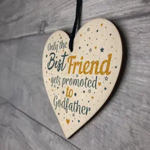 Red Ocean Red Ocean Godfather Friendship Best Friend Gift Christening Handmade Wooden Hanging Heart Gift Chic Plaque Sign