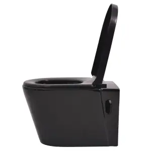 Berkfield Wall Hung Toilet Ceramic Black