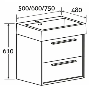 Walker 600mm Single Bathroom Vanity with Integrated Resin Basin Light Sawn Oak