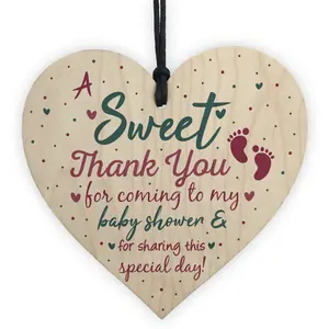 Red Ocean Baby Shower THANK YOU Wooden Heart Favour Tags Plaques Boy Girl Friendship Gift