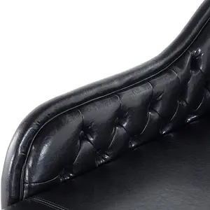 Right Hand Chaise Lounge Faux Leather Black NIMES