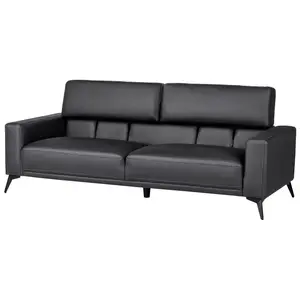 3 Seater Faux Leather Sofa Black ANGE