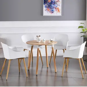 Single Eden Dining Chairs with Leather Cushions Dining Armchair White