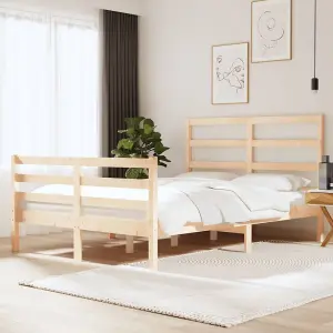 Berkfield Bed Frame Solid Wood Pine 135x190 cm 4FT6 Double