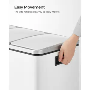 Steel Step On Multi-Compartment Rubbish & Recycling Bin - 54L White