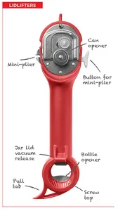 Kuhn Rikon 5-in-1 Master Opener for Cans, Tins and Bottles - Red