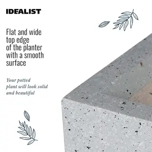 IDEALIST™ 40cm Window Box Garden Planter, Grey Marble Effect Windowsill Planter, Outdoor Plant Pot L40 W17 H17 cm, 12L