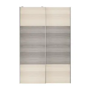 Atomia Panelled Grey & natural grey oak effect 2 door Sliding Wardrobe Door kit (H)2250mm (W)1500mm