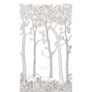 Grandeco Trees 3 panel repeatable Textured Mural,  2.8 x 1.59m, White