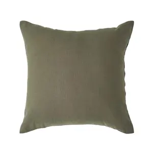 Homescapes Khaki Green European Linen Pillowcase, 80 x 80 cm