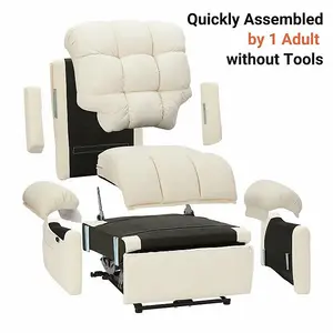 Power Recliner Chair, Electric Adjustable Teddy Fleece Sofa with USB Port