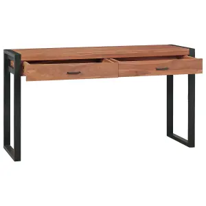 Berkfield Desk with 2 Drawers 140x40x75 cm Recycled Teak Wood