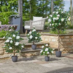 120cm Artificial White Rose Tree