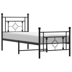 Berkfield Metal Bed Frame without Mattress with Footboard Black 75x190cm