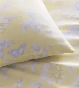 Mia Double Duvet Cover Bedding Bed Set Floral Lemon Yellow