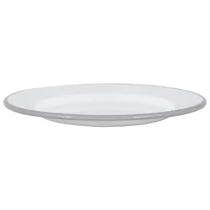 Argon Tableware - White Enamel Dinner Plates - 25.5cm - Grey - Pack of 6