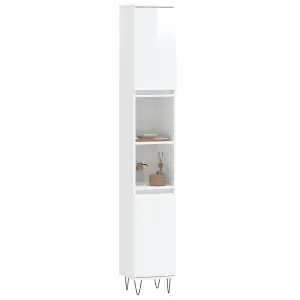 Berkfield Bathroom Cabinet High Gloss White 30x30x190 cm Engineered Wood