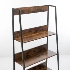 WestWood Bookcase Ladder Design 4 Tiers Storage Office Home Decor Brown Big Size