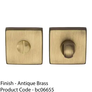 Square Rose Thumbturn & Release Lock - Antique Brass - Bathroom Door WC