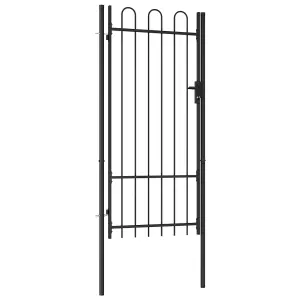 Berkfield Fence Gate Single Door with Arched Top Steel 1x2 m Black