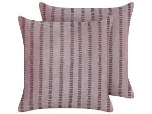 Set of 2 Cushions AGAPANTHUS Cotton 45 x 45 cm Striped Block-Printing Pink