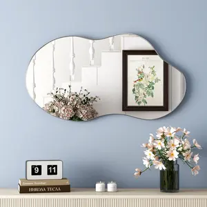 Asymmetrical Metal Framed Wall Accent Mirror Silver / 90.9cm H x 55.1cm W