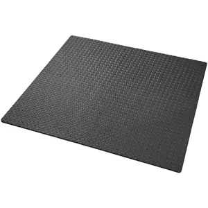 Gym Mats - 12 interlocking sections with 24 edge pieces, 61 x 61 cm each - black