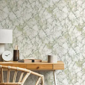 Galerie Natural FX 2 Green Marble Effect Wallpaper Roll