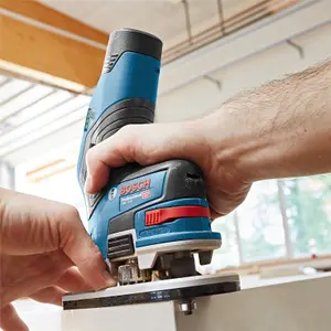 Bosch GSB 120-LI 12v Combi Hammer Drill 2 Speed 2x2ah + GKF12V Compact Router