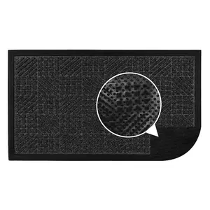 JVL Firth Tile Rubber Door Mat, 40x70cm, Charcoal