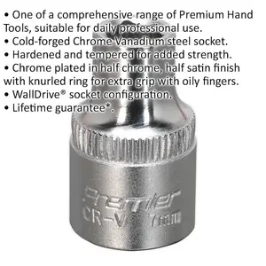 Premium 7mm Forged Steel Drive Socket - 3/8" Square Drive Chrome Vanadium Tool