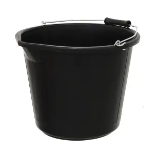 simpa 13L / 3 Gallon Black Heavy Duty Builder's Bucket - Set of 3