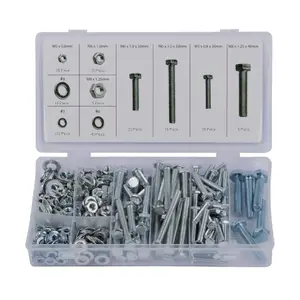 300 x Assorted Set Screw Bolts, Washers & Nuts, Fully Threaded Hex Head M5 M6 M8