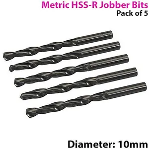 QTY 5 10mm High Speed Steel Jobber Drill Bits 118 Degree Cutting Tip Metal & Wood