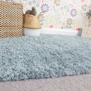 Duck Egg Blue Thick Soft Shaggy Area Rug 240x330cm