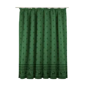 Larissa Synthetic Room Pencil Pleat Curtain, single Panel, opaque Green / 135 W x 145 D cm