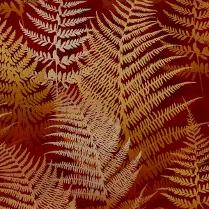 Clarissa Hulse Woodland Fern Rust Orange Smooth Wallpaper