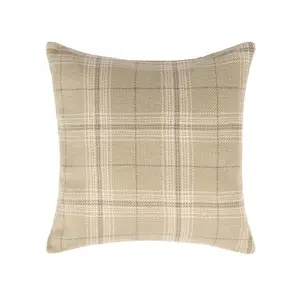 4 Pack Woven Check Filled Cushion Covers, Sage - 45x45cm