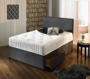 Bedmaster Charcoal Suede Divan Base And Headboard Super King