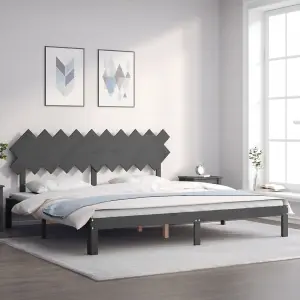 Berkfield Bed Frame with Headboard Grey 200x200 cm Solid Wood