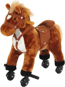 Jouet Kids Plush Ride On Walking Horse With 40cm Seat Height & Sound - Brown | Robert Dyas