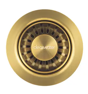 Clearwater Deco 90mm Kitchen Sink Basket Strainer & Overflow Waste Artisan Brass PVD - W90OAB