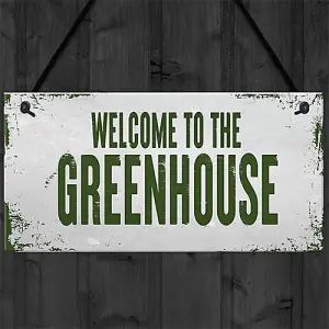 Red Ocean Welcome To The Greenhouse Sign Novelty Garden Sign Shed Summerhouse Sign Home Decor