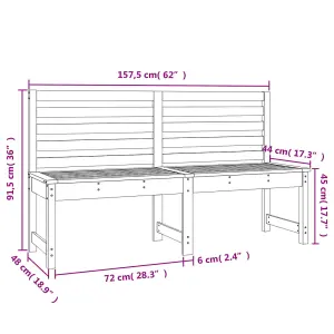 Berkfield Garden Bench Grey 157.5 cm Solid Wood Pine