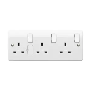 MK White Triple 13A Switched Socket