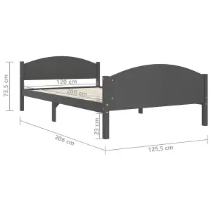 Berkfield Bed Frame Dark Grey Solid Pine Wood 120x200 cm