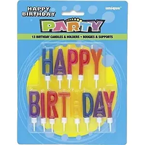 Unique Party Letter Happy Birthday Candles Set (Pack of 13) Multicoloured (One Size)