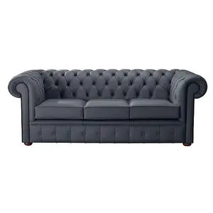 Chesterfield 3 Seater Shelly Knight Leather Sofa Bespoke In Classic Style